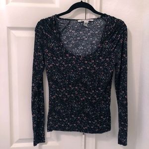 American Rag Black Flower Top